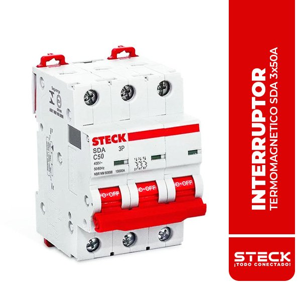 STECK.SDA63C50 INTERRUPTOR TERMOMAGNETICO SDA 3x50A 10kA@415V 20kA@220V