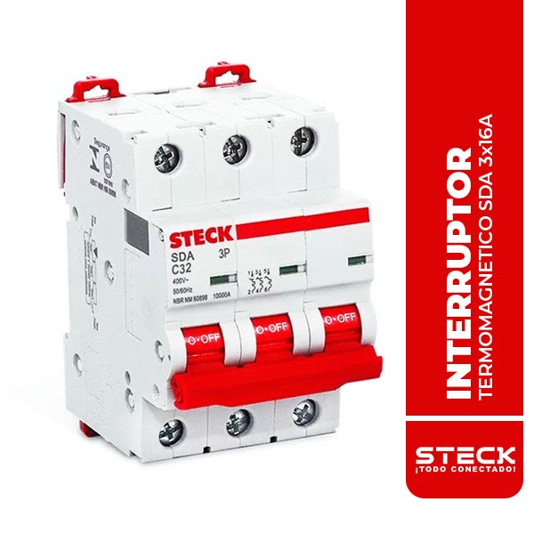STECK.SDA63C16 INTERRUPTOR TERMOMAGNETICO SDA 3x16A 10kA@415V 20kA@220V
