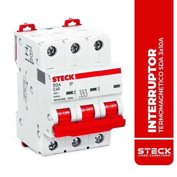 STECK.SDA63C10 INTERRUPTOR TERMOMAGNETICO SDA 3x10A 10kA@415V 20kA@220V