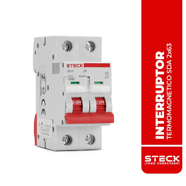 STECK.SDA62C63 INTERRUPTOR TERMOMAGNETICO SDA 2x63A 10kA@415V 20kA@220V