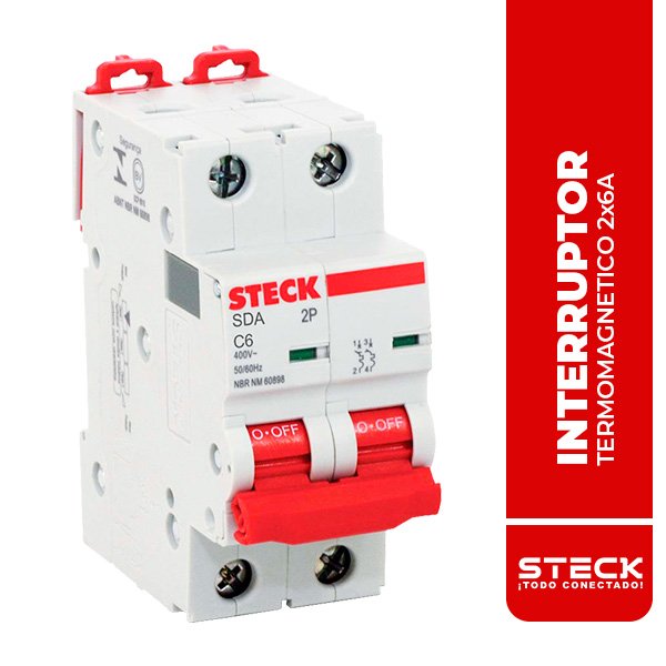 STECK.SDA62C06 INTERRUPTOR TERMOMAGNETICO SDA 2x6A 10kA@415V 20kA@220V