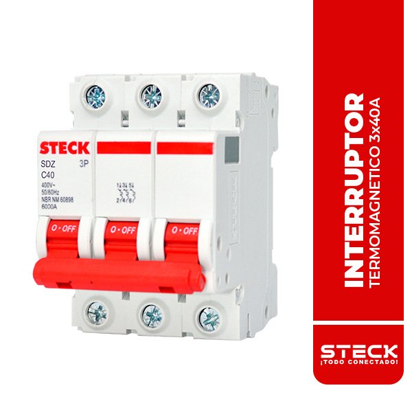 STECK.SDZD63C40 INTERRUPTOR TERMOMAGNETICO TRIPOLAR SDZ 3x40A 6kA@415V 10kA@220V