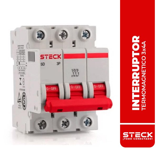 STECK.SDZD63C04 INTERRUPTOR TERMOMAGNETICO TRIPOLAR SDZ 3x4A 6kA@415V 10kA@220V