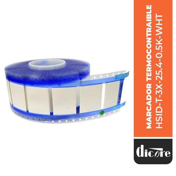 MARCADOR TERMOCONTRAIBLE HSID-T-3X-25.4-0.5K-WHT, 500 UNIDADES, DICORE