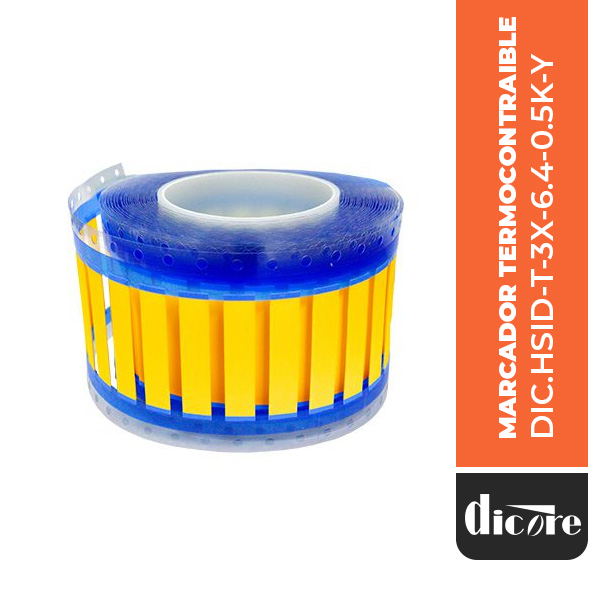 MARCADOR TERMOCONTRAIBLE HSID-T-3X-6.4-0.5K-YLW, 500 UNIDADES, DICORE