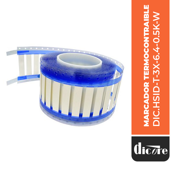 MARCADOR TERMOCONTRAIBLE HSID-T-3X-6.4-0.5K-WHT, 500 UNIDADES, DICORE