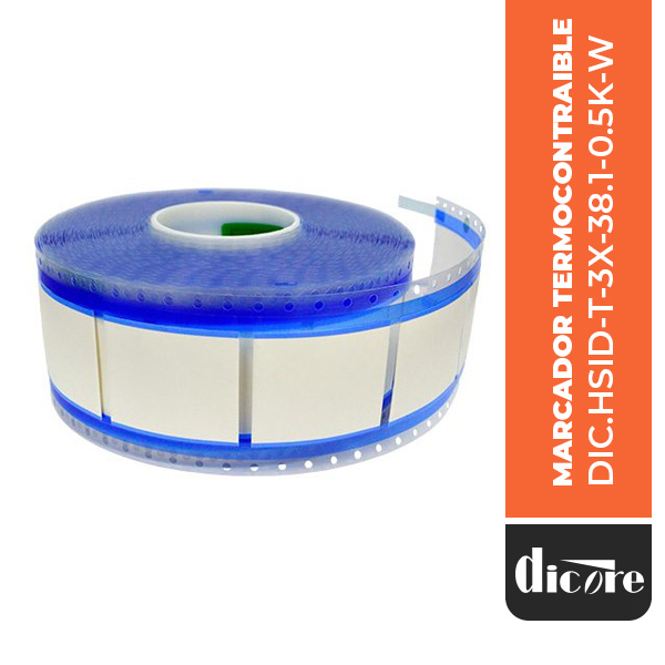 MARCADOR TERMOCONTRAIBLE HSID-T-3X-38.1-0.5K-WHT, 500 UNIDADES, DICORE