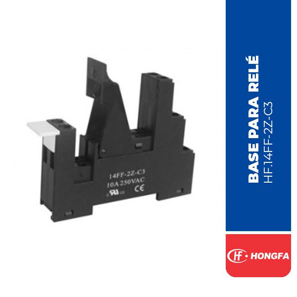 BASE PARA RELÉ AUXILIAR 14FF-2Z-C3 2NA/NC, MARCA  HONGFA
