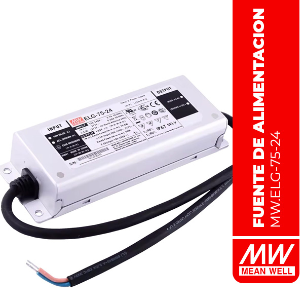 LED DRIVER 75.6W 24V3.15A CC+CV IP67 CC/CV Io Fixed - ELG-75-24