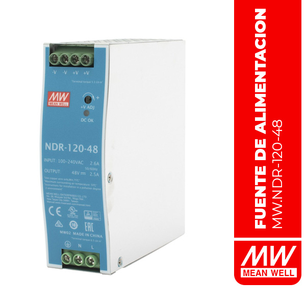 FUENTE DE ALIMENTACIÓN EN CARRIL DIN 120W 48V 2.5A EN55022 - NDR-120-48
