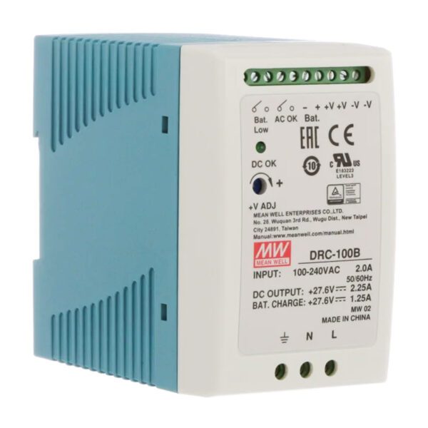 DRC-100B FUENTE DE ALIMENTACION RIEL DIN 96.6W CH1 27.6V2.25A CH2 27.6V 1.25A