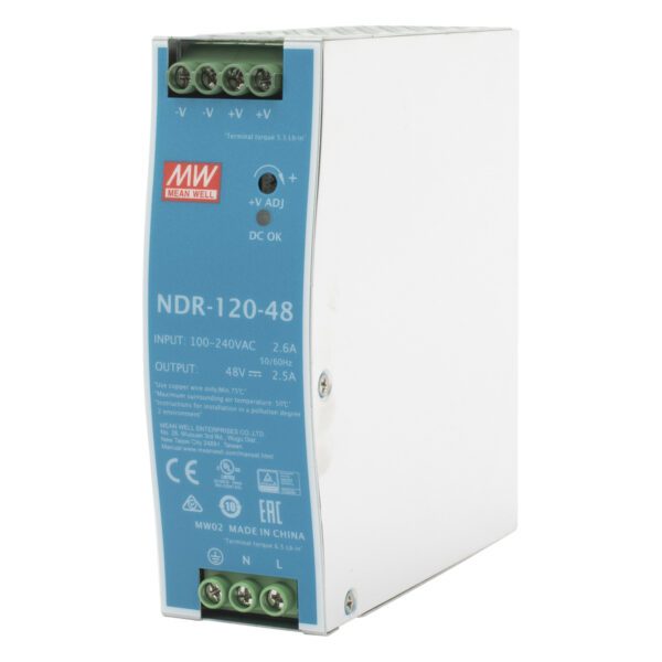 FUENTE DE ALIMENTACIÓN EN CARRIL DIN 120W 48V 2.5A EN55022 - NDR-120-48