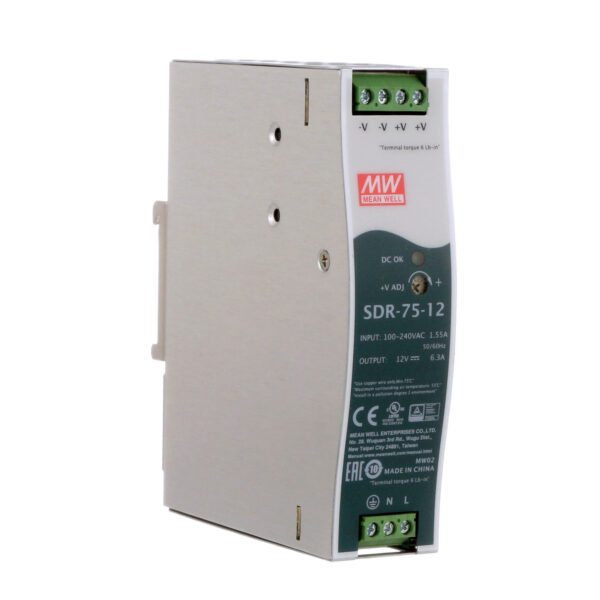 FUENTE DE ALIMENTACIÓN 75.6W 12V 6.3A - SDR-75-12