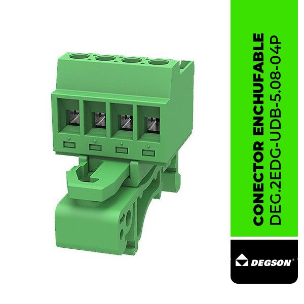CONECTOR DE 4 POLOS MACHO, MONTAJE EN RIEL DIN, MODELO 2EDG-UDB-5.08, DEGSON