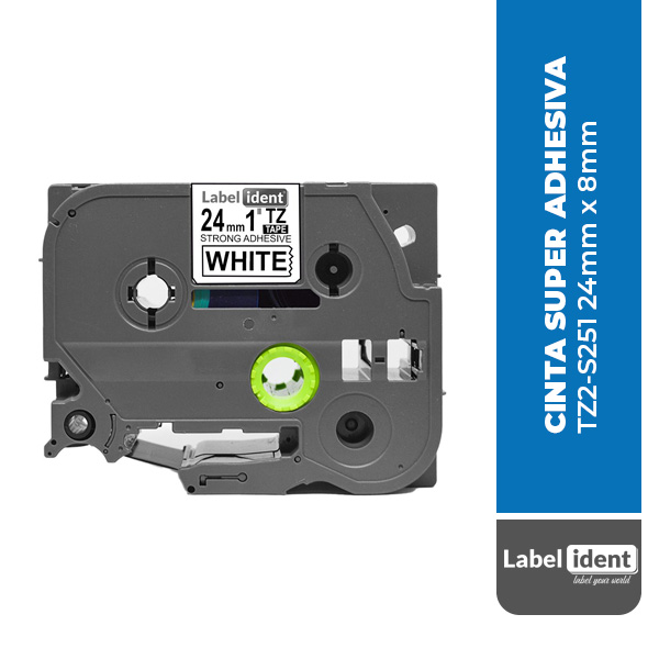 CINTA SUPER ADHESIVA COMPATIBLE BROTHER TZ2-S251 24mm x 8mm PARA ROTULADOR P-TOUCH