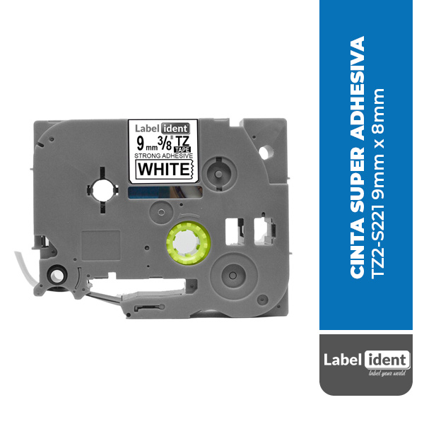 CINTA SUPER ADHESIVA COMPATIBLE BROTHER TZ2-S221 9mm x 8mm PARA ROTULADOR P-TOUCH