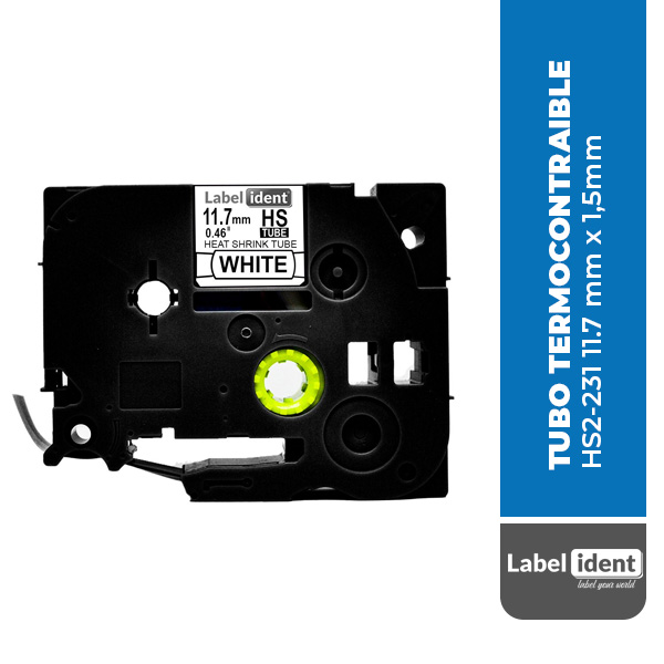 CINTA TUBO TERMOCONTRAÍBLE COMPATIBLE BROTHER HS2-231 11.7 mm x 1,5mm PARA ROTULADOR P-TOUCH
