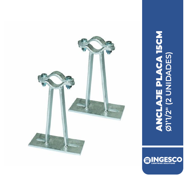 ANCLAJE PLACA 15CM, Ø1'1/2" (2 UNIDADES),  INGESCO. ING.112024