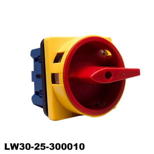Interruptor Rotativo OFF-ON 3P (64X64MM) 25A, Amarillo/Rojo, CTK.LW30-25-300010