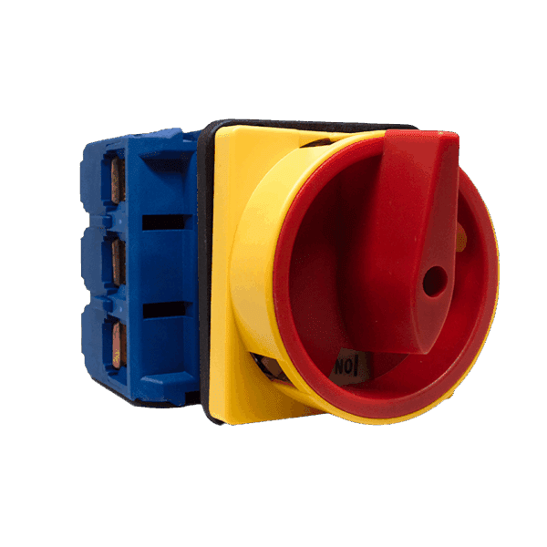 Interruptor Rotativo OFF-ON 3P (64X64MM) 100A, Amarillo/rojo, CTK.LW30-100-300010