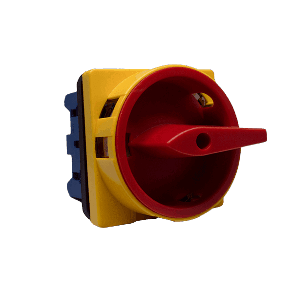 Interruptor Rotativo OFF-ON 3P (64X64MM) 32A, Amarillo/Rojo, CTK.LW30-32-300010