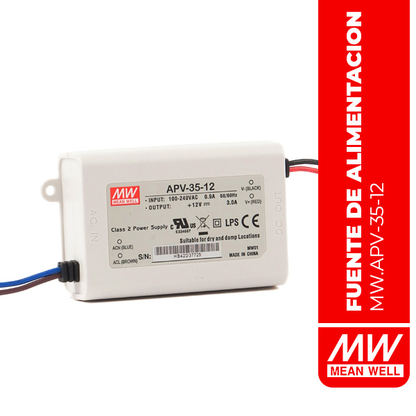APV-35-12 FUENTE DE ALIMENTACIÓN, AC-DC, 12V, 3A, 100-264V