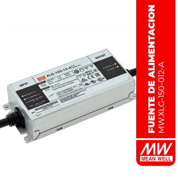 LED DE SUMINISTRO DE ENERGIA (LED DRIVER) ENTRADA: 100-305VAC/142-431VDC, SALIDA: 12V/12.5A (150W) (XLG-150-12-A)