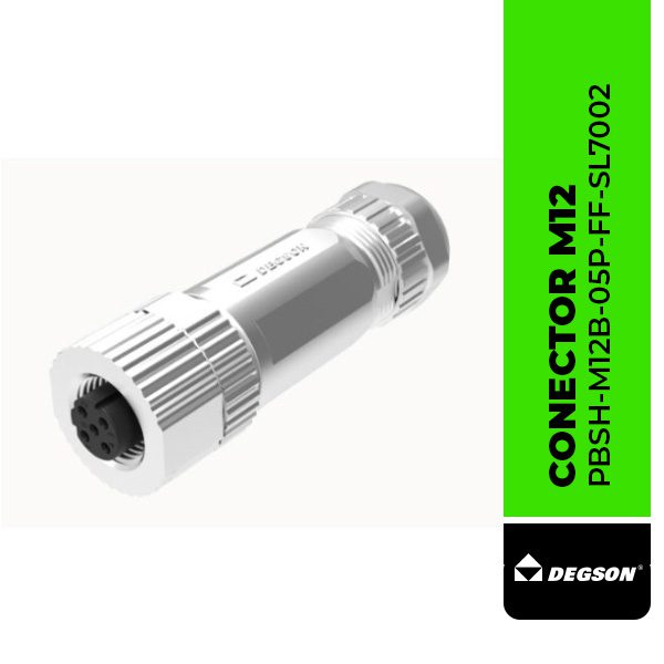 Conector M12, hembra blindado recto, de 5 polos (PBSH-M12B-05P-FF-SL7002)