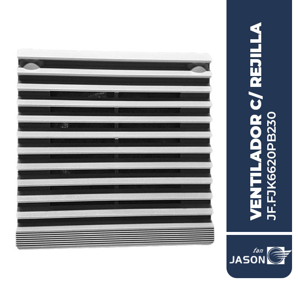 Ventilador c/ rejilla y filtro para tablero, 106x106mm 26m3/h 220VAC