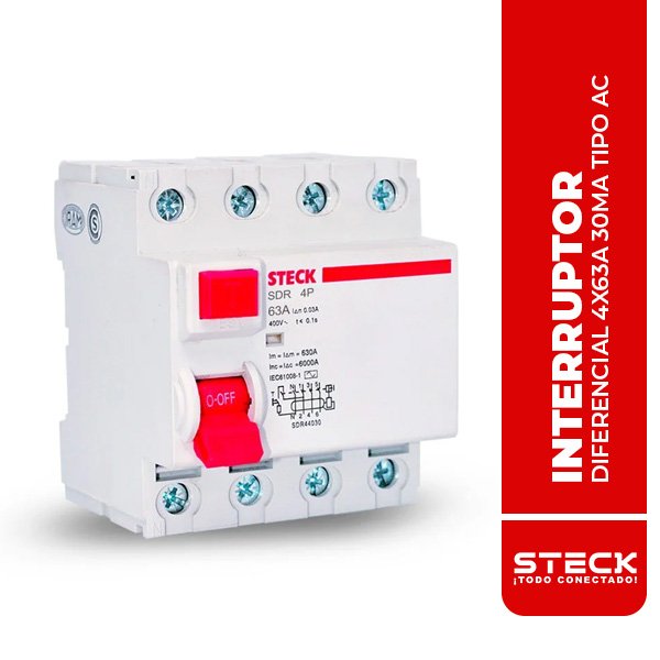 STECK.SDR46330 INTERRUPTOR DIFERENCIAL 4X63A 30MA TIPO AC