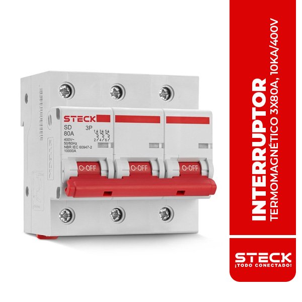 STECK.SDD3C80 INTERRUPTOR TERMOMAGNÉTICO 3X80A, 10KA/400V IEC 60947, SDD3
