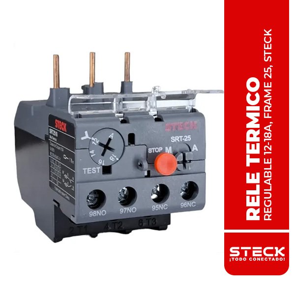 STECK.SRT2518 RELE TERMICO REGULABLE 12-18A, FRAME 25, STECK