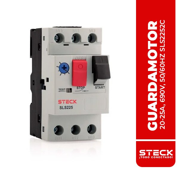STECK.SLS2252C Guardamotor Magnetico 3P Reg. 20-25A 15Ka 400/415V
