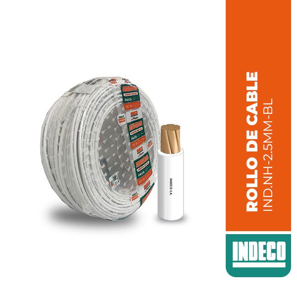ROLLO DE CABLE 100M, NH-90 450/750 V 2,5 mm2 BLANCO, INDECO