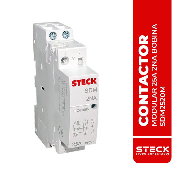 SDM2520M Contactor Modular 2P 25A 2Na Bob. 230Vac