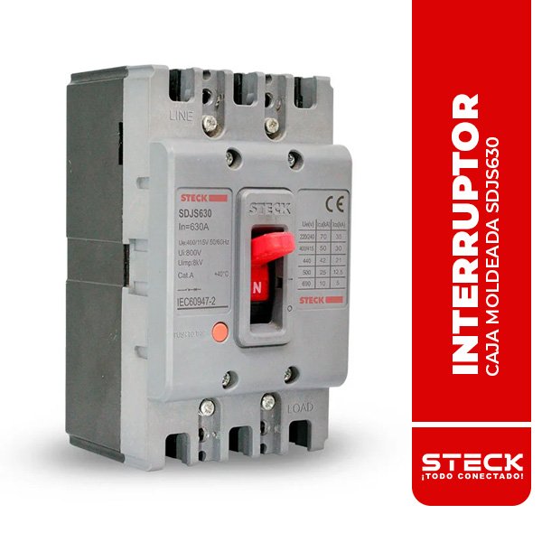 STECK.SDJS630 INTERRUPTOR CAJA MOLDEADA, 3X630 A, 70/50/42KA EN 220/400/440V, IEC 60947, FRAME 630, 690V, STECK
