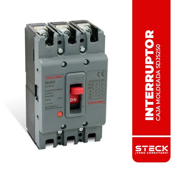 INTERRUPTOR CAJA MOLDEADA, 3X250A, 42/35/29KA EN 220/400/440V, IEC 60947, FRAME 250, 690V, STECK