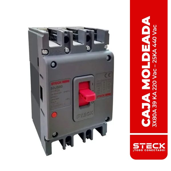STECK.SDJS80 CAJA MOLDEADA SDJS80 3X80A 39 KA 220 Vac – 25KA 440 Vac