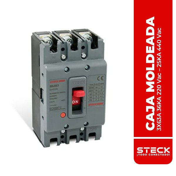 STECK.SDJS63 CAJA MOLDEADA SDJS63 3X63A 36KA 220 Vac – 25KA 440 Vac