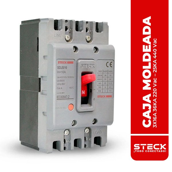 CAJA MOLDEADA SDJS16 3X16A 36KA 220 Vac – 25KA 440 Vac