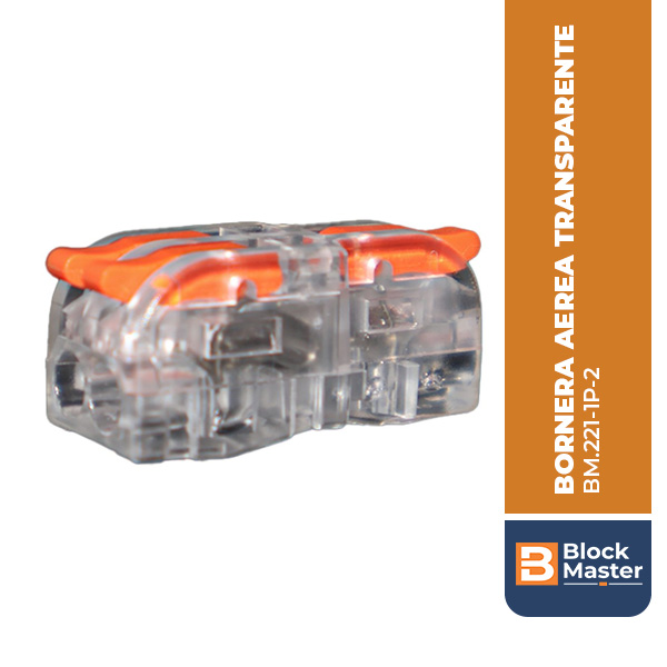 BORNERA AEREA, 1 LINEAS, 1 ENTRADA /2 SALIDAS, 4MM2, TRANSPARENTE. BM.221-1P-2.