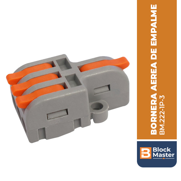 BORNERA AEREA, 1 LINEAS, 1 ENTRADA/3 SALIDAS, 4MM2, GRIS. BM.222-1P-3.