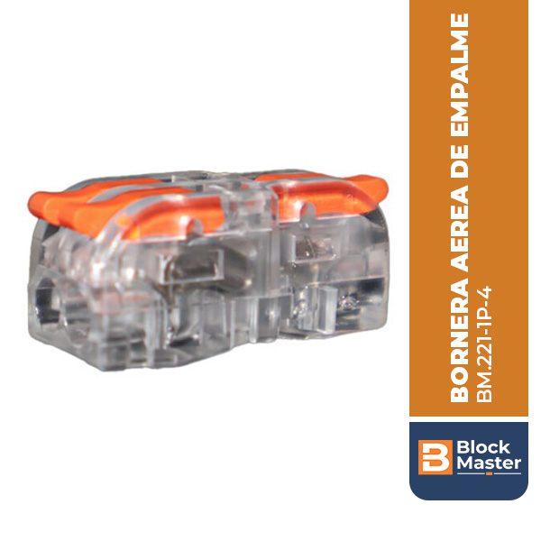 BORNERA AEREA, 1 LINEAS, 1 ENTRADA /4 SALIDAS, 4MM2, TRANSPARENTE. BM.221-1P-4.