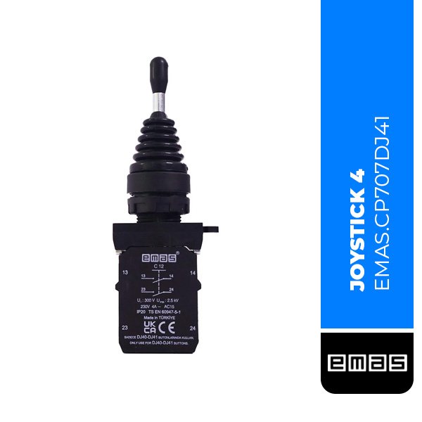 JOYSTICK 4 POSICIONES PLASTICO SERIE CP 2NO+2NO, 22 MM CON RETORNO, (CP707DJ41)