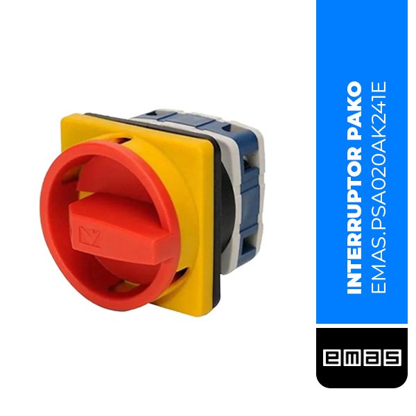 INTERRUPTOR PAKO DE SEGURIDAD 48*48 20A ON-OFF BIFASICO (0-1) 90°, PSA020AK241E