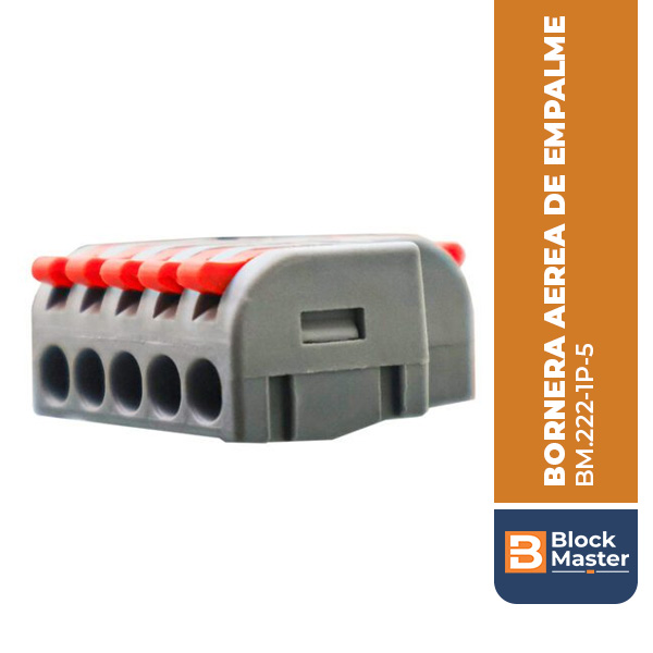 BORNERA AEREA, 1 LINEAS, 1 ENTRADA /55 SALIDAS , 4MM2, GRIS. BM.222-1P-5