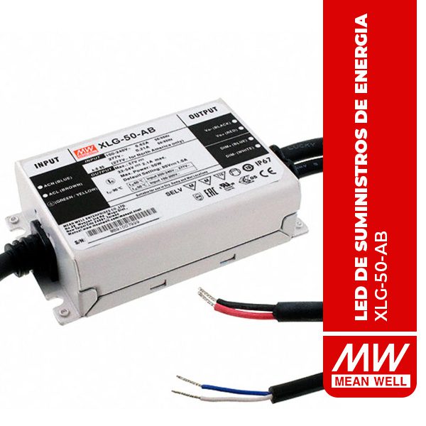 LED DE SUMINISTROS DE ENERGIA (LED DRIVER) 50W 1A 22-54V CP IP67 3in1 Dim - XLG-50-AB