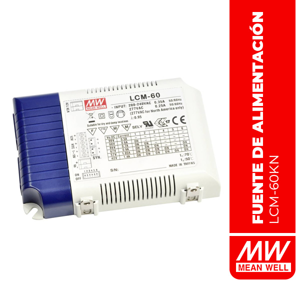 FUENTE DE ALIMENTACIÓN 60.3W 180-295VACin 500-1400mA slct curr - LCM-60