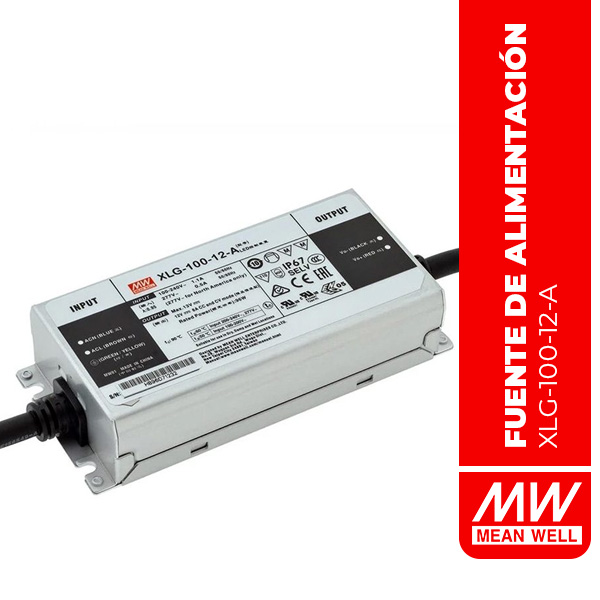 LED DE SUMINISTROS DE ENERGÍA (LED DRIVER) 100W 12V 8A CP IP67 Io adj w/pot - XLG-100-12-A