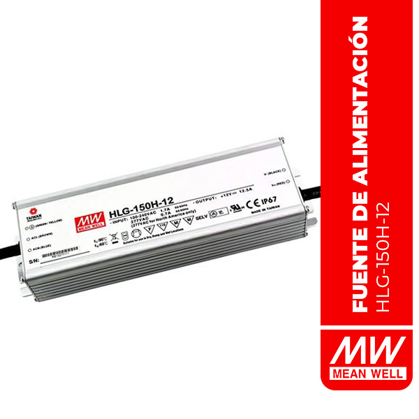 LED DRIVER 150W 12V 12.5A 90-305VAC IP67 Rated - HLG-150H-12